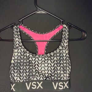 VSX Black & Pink Geometric Racerback Sports Bra